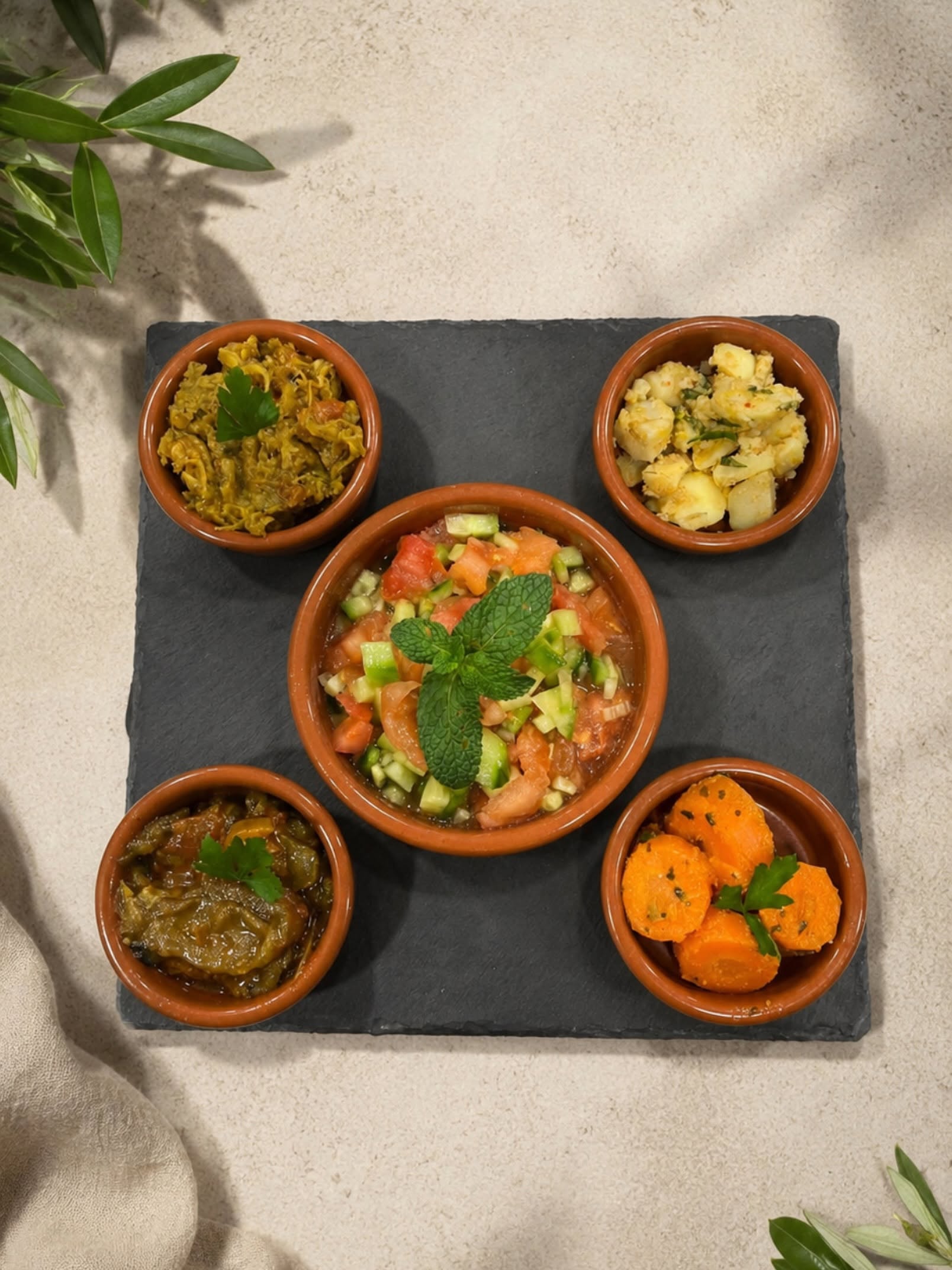 Assortiment de salades marocaines et mezze